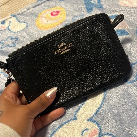Coach Pebbled Black Wristlet - Picture 2 of 5